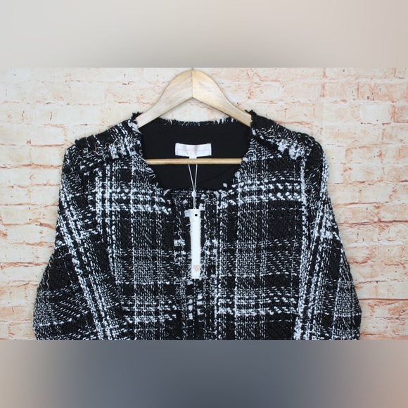 Vanessa Williams | Open Front Black & White Tweed Jacket with Rivet Detailing - Picture 2 of 10